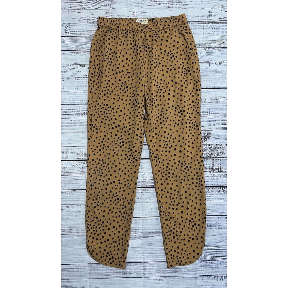 Marine Layer Re-Spun Allison Pants XS Cheetah Dot Pull On Ankle Tulip Hem Lounge
